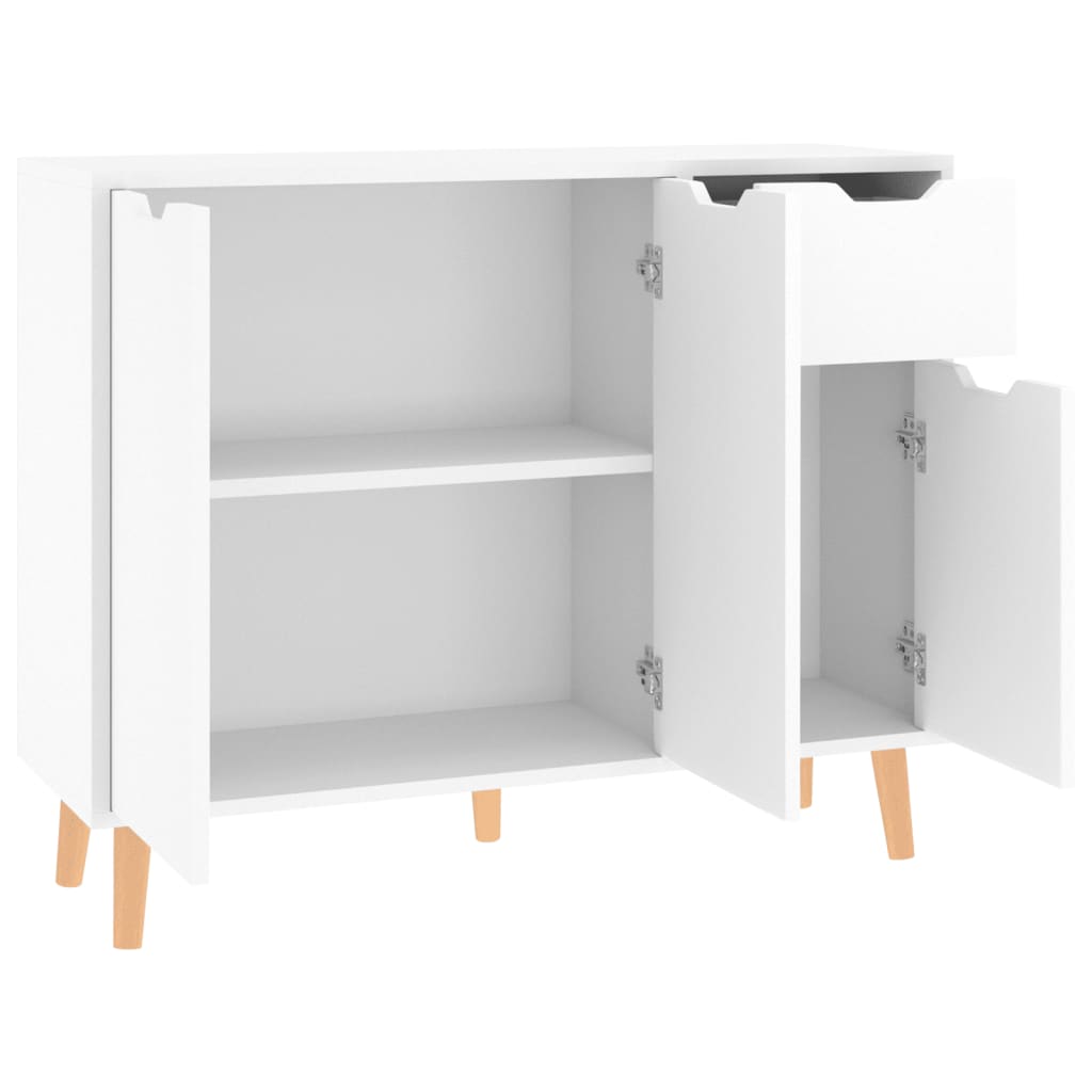 skænk 90x30x72 cm konstrueret træ hvid højglans