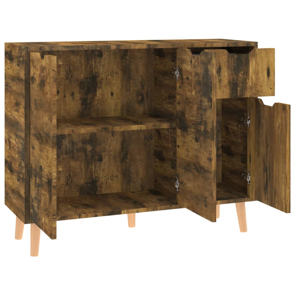 skænk 90x30x72 cm konstrueret træ røget egetræsfarve