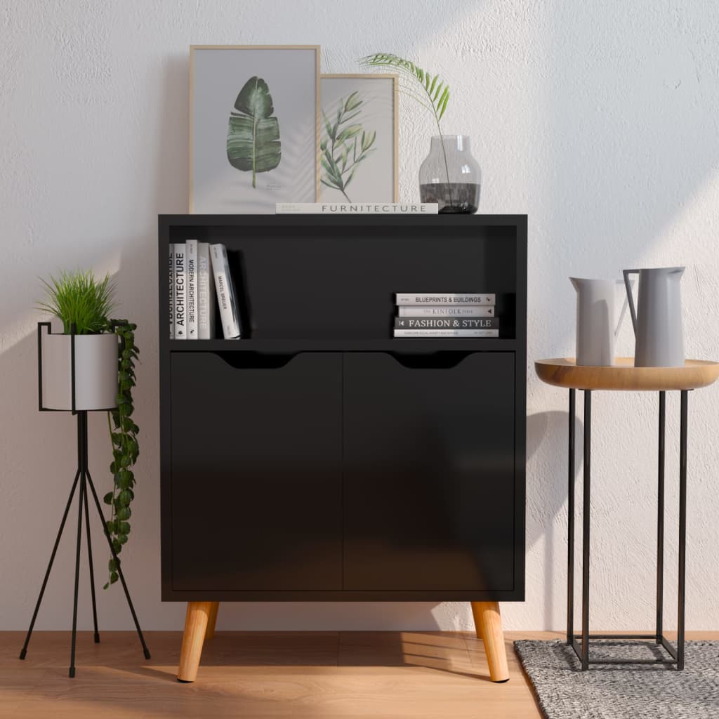 skænk 60x30x72 cm konstrueret træ sort højglans