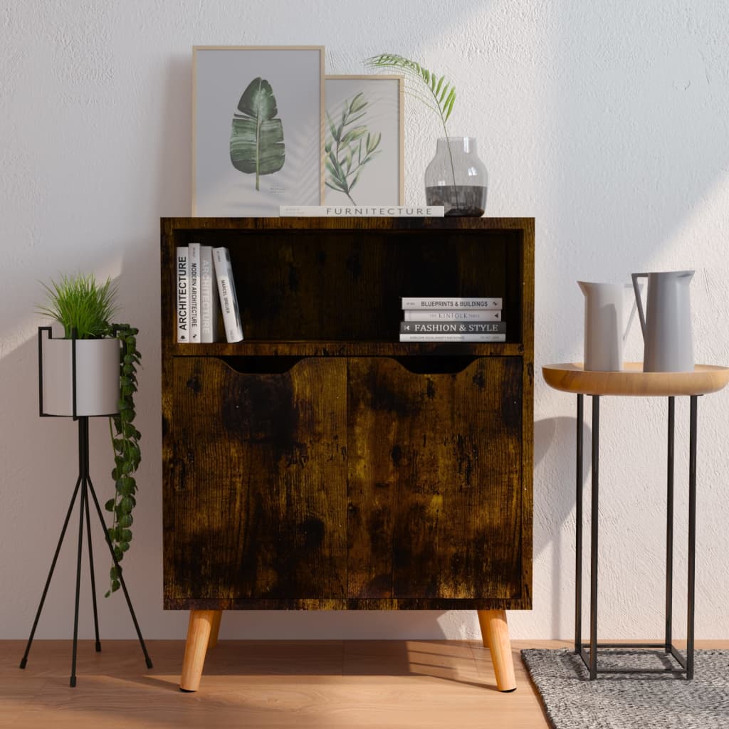 skænk 60x30x72 cm konstrueret træ røget egetræsfarve