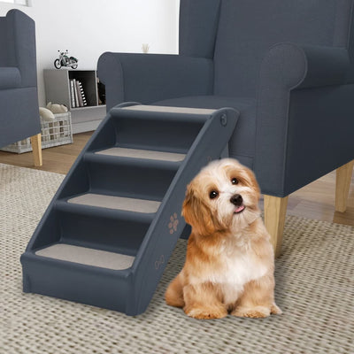 foldbar hundetrappe 4 trin mørkegrå