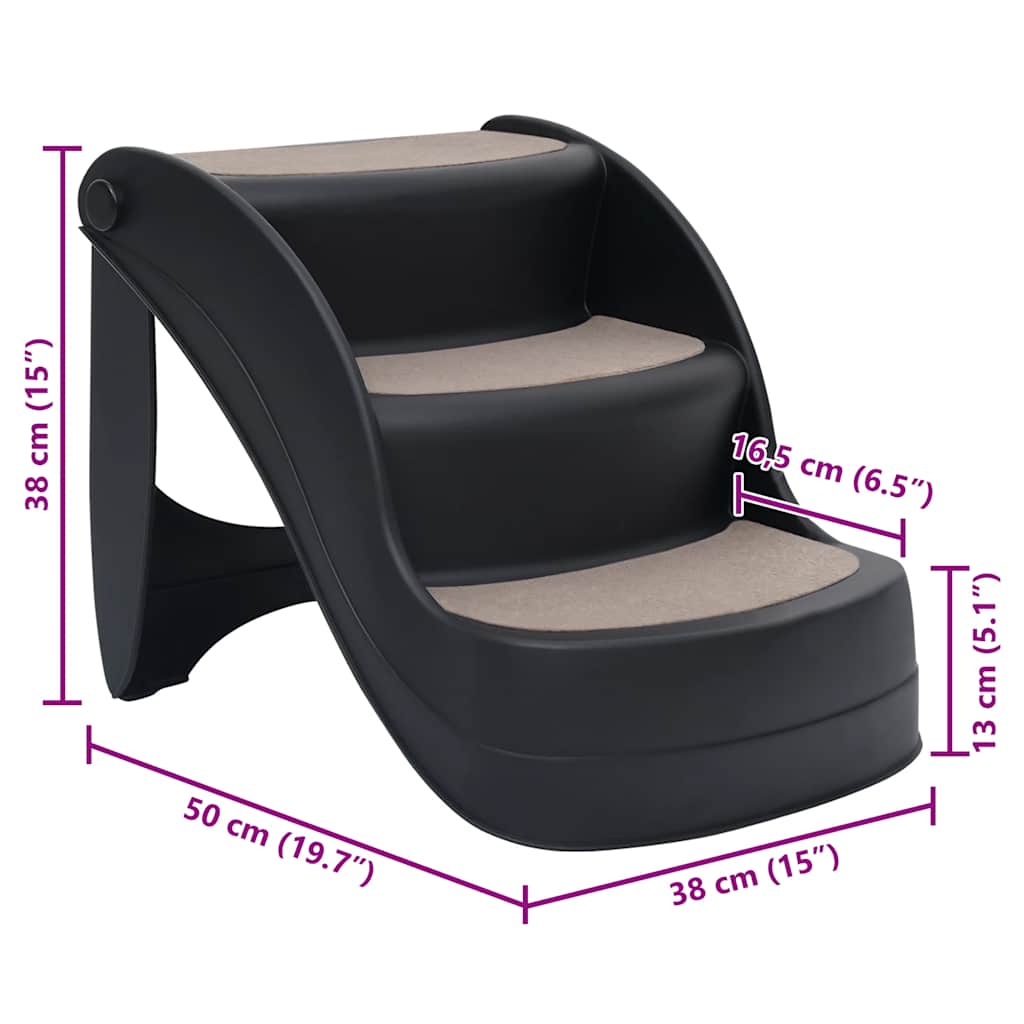 foldbar hundetrappe 3 trin sort