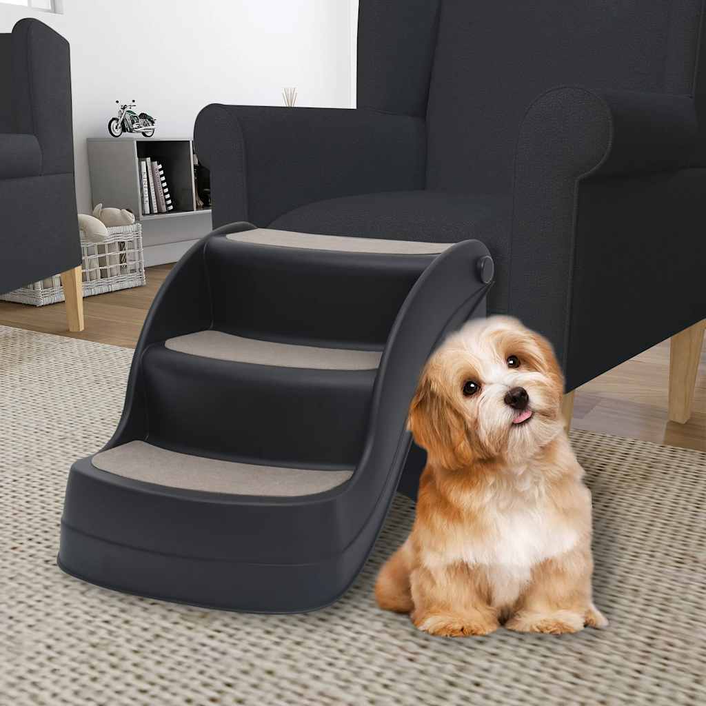 foldbar hundetrappe 3 trin sort