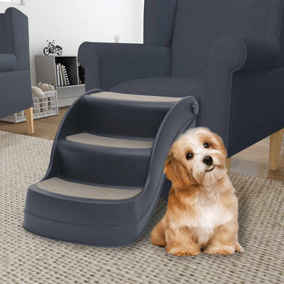 foldbar hundetrappe 3 trin mørkegrå