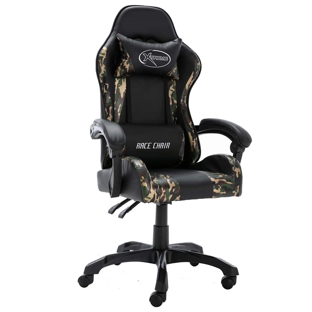 gamerstol kunstlæder sort og camouflage