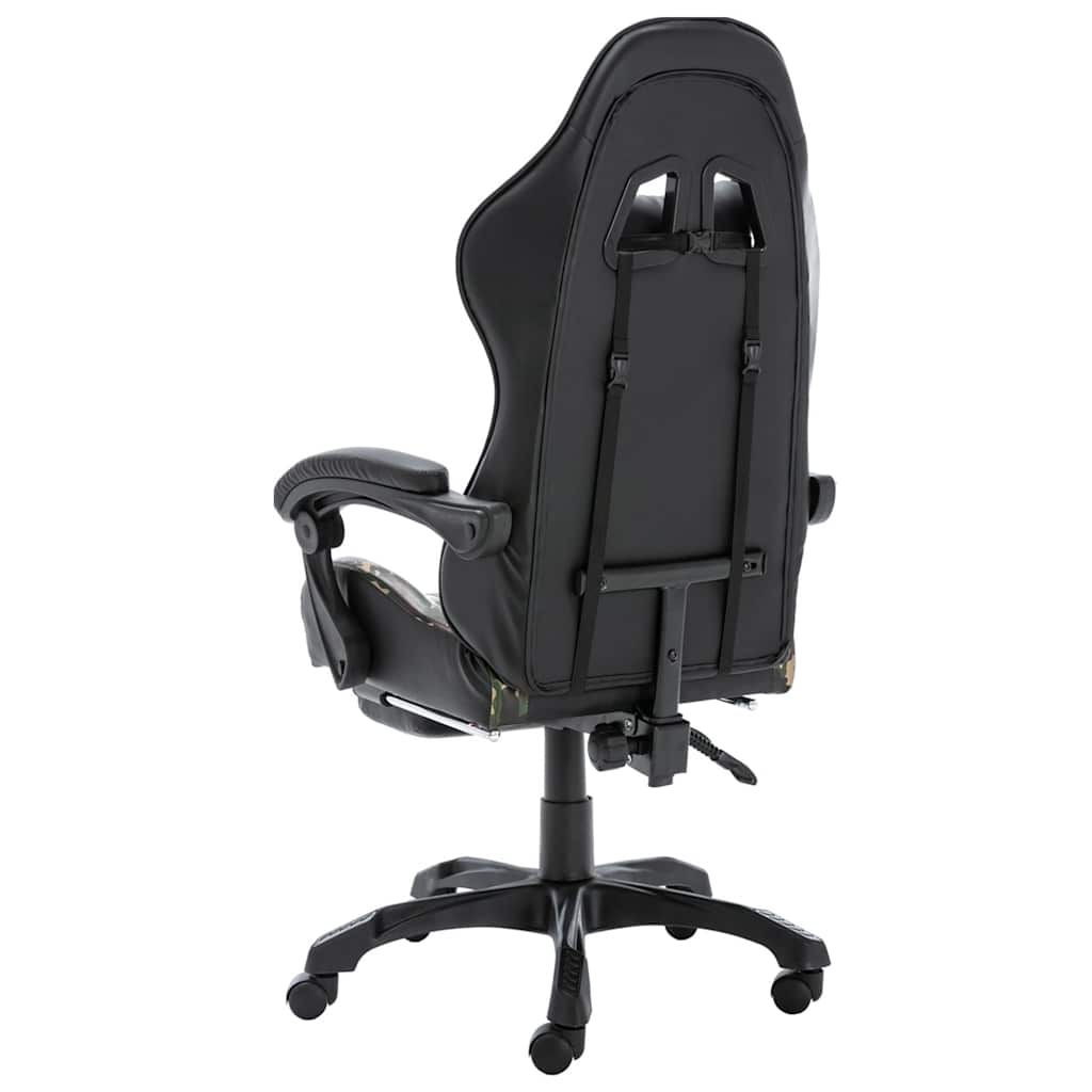 gamerstol med fodstøtte kunstlæder sort og camouflage