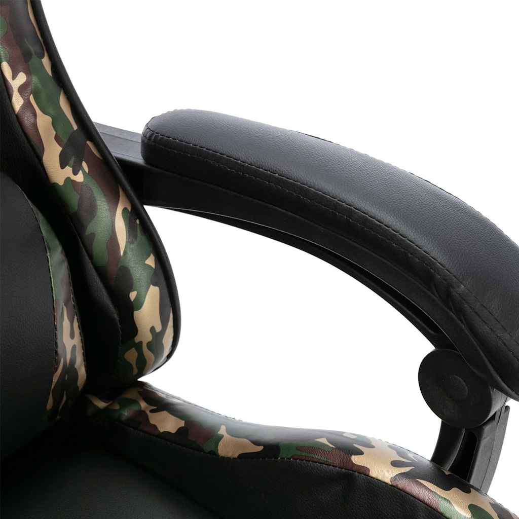 gamerstol med fodstøtte kunstlæder sort og camouflage