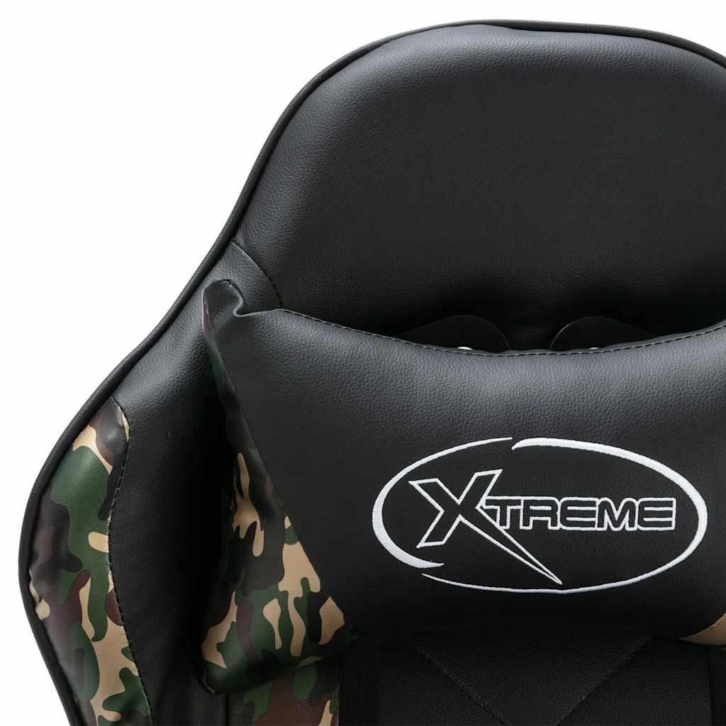 gamerstol med fodstøtte kunstlæder sort og camouflage