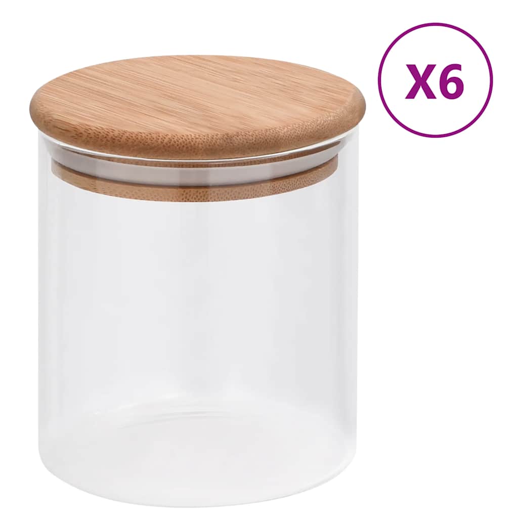 opbevaringsglas med bambuslåg 6 stk. 600 ml
