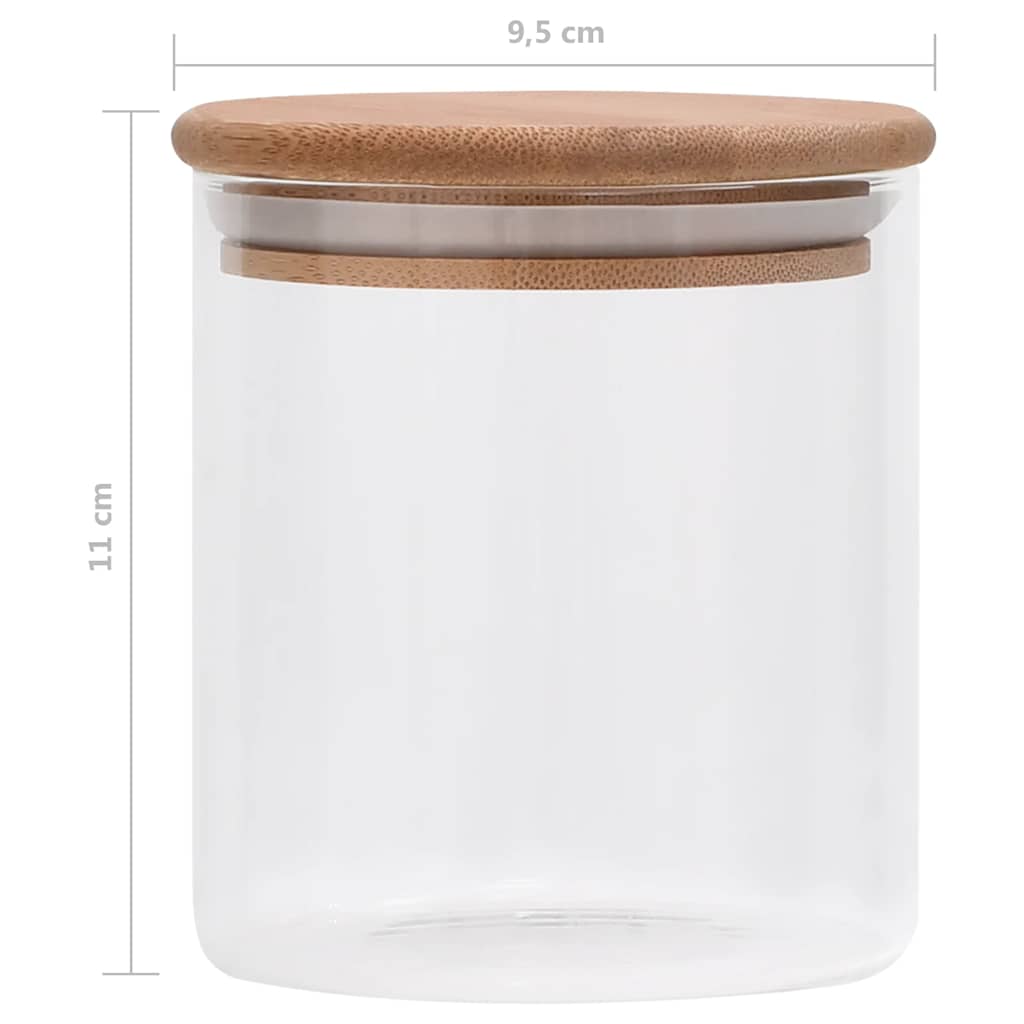 opbevaringsglas med bambuslåg 10 stk. 600 ml