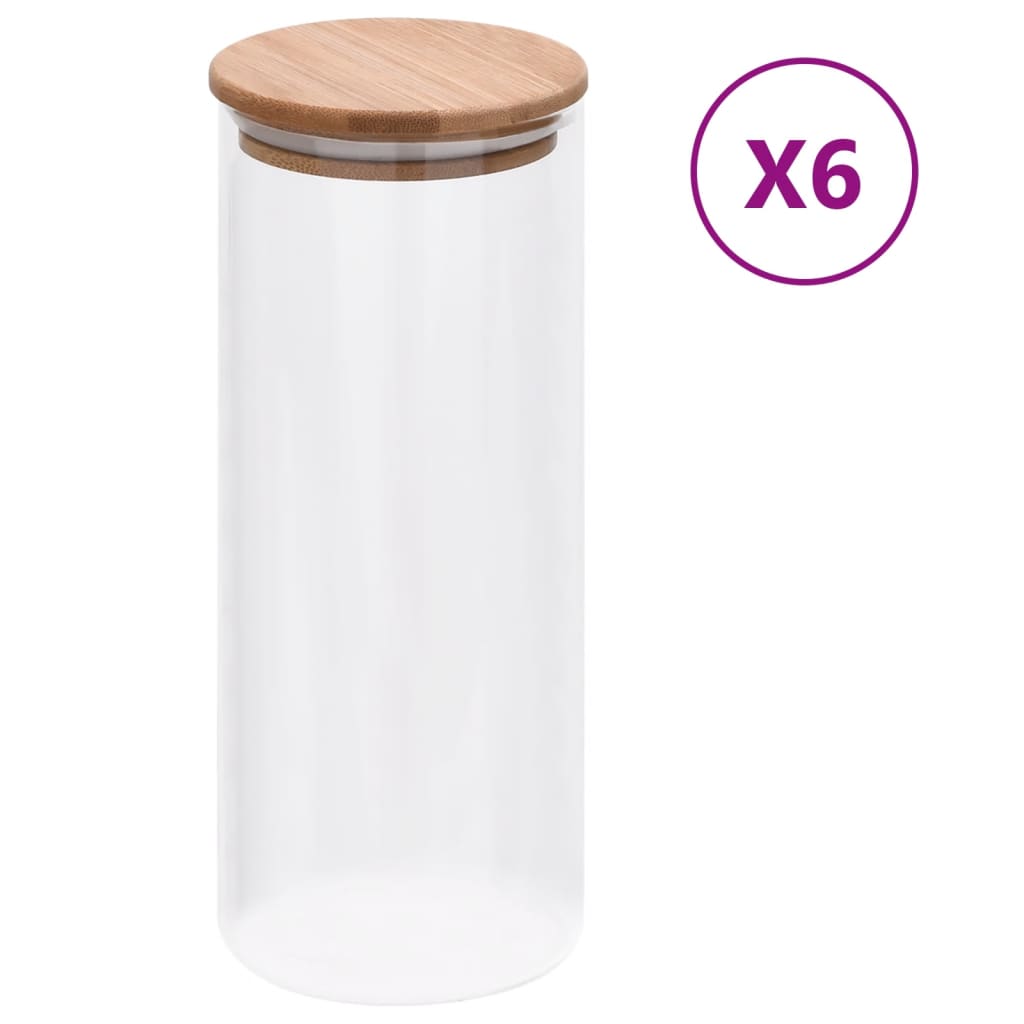 opbevaringsglas med bambuslåg 6 stk. 1000 ml