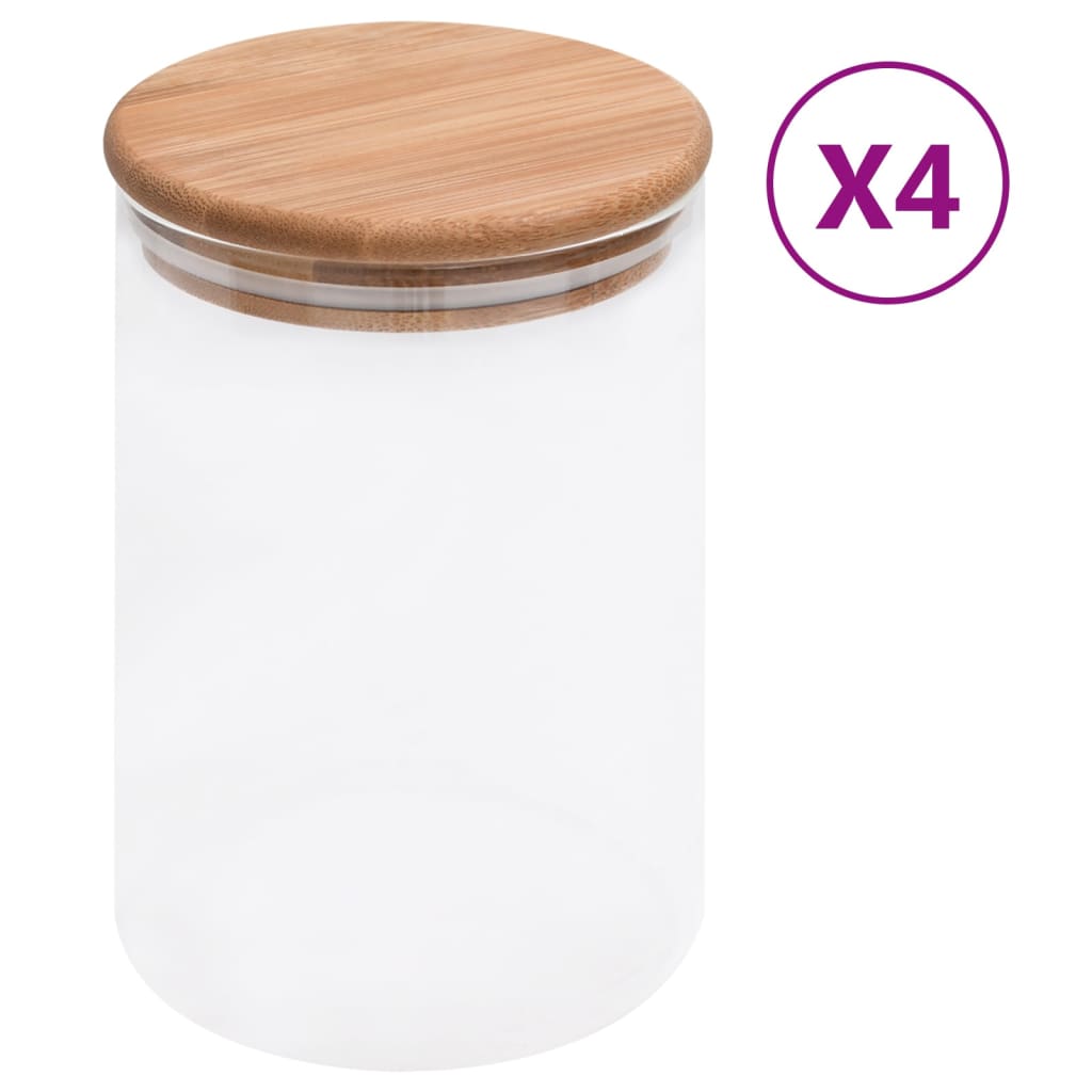 opbevaringsglas med bambuslåg 4 stk. 800 ml