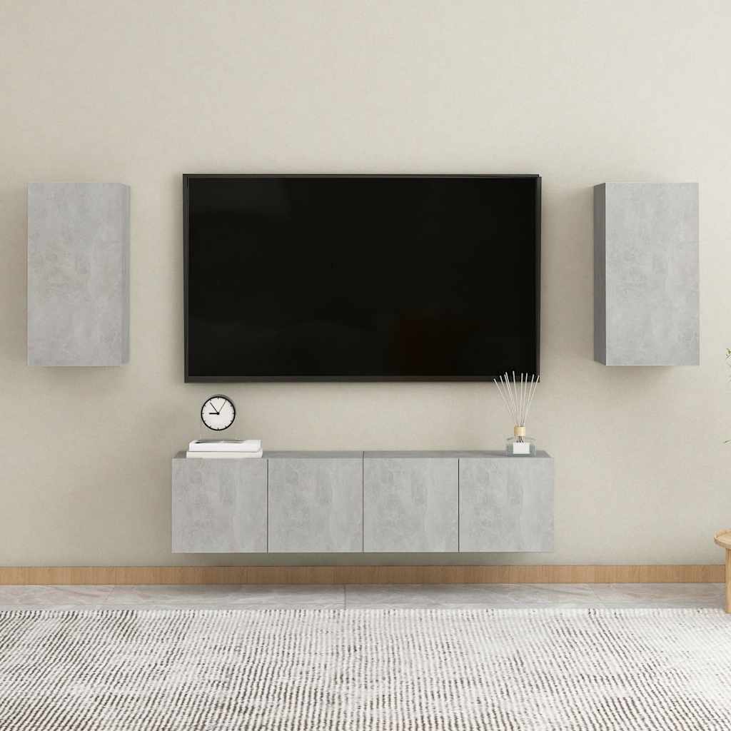 tv-bord 30,5x30x60 cm konstrueret træ betongrå