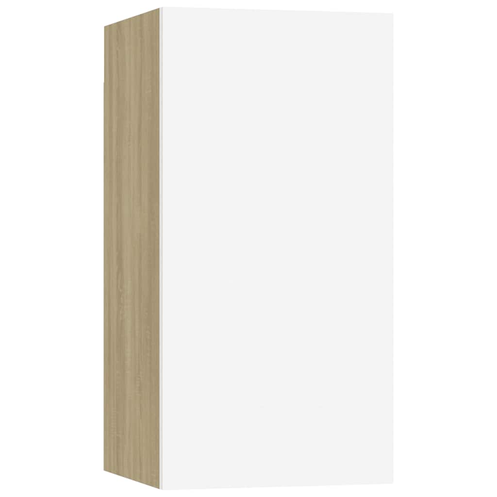 tv-bord 30,5x30x60 cm konstrueret træ hvid og sonoma-eg