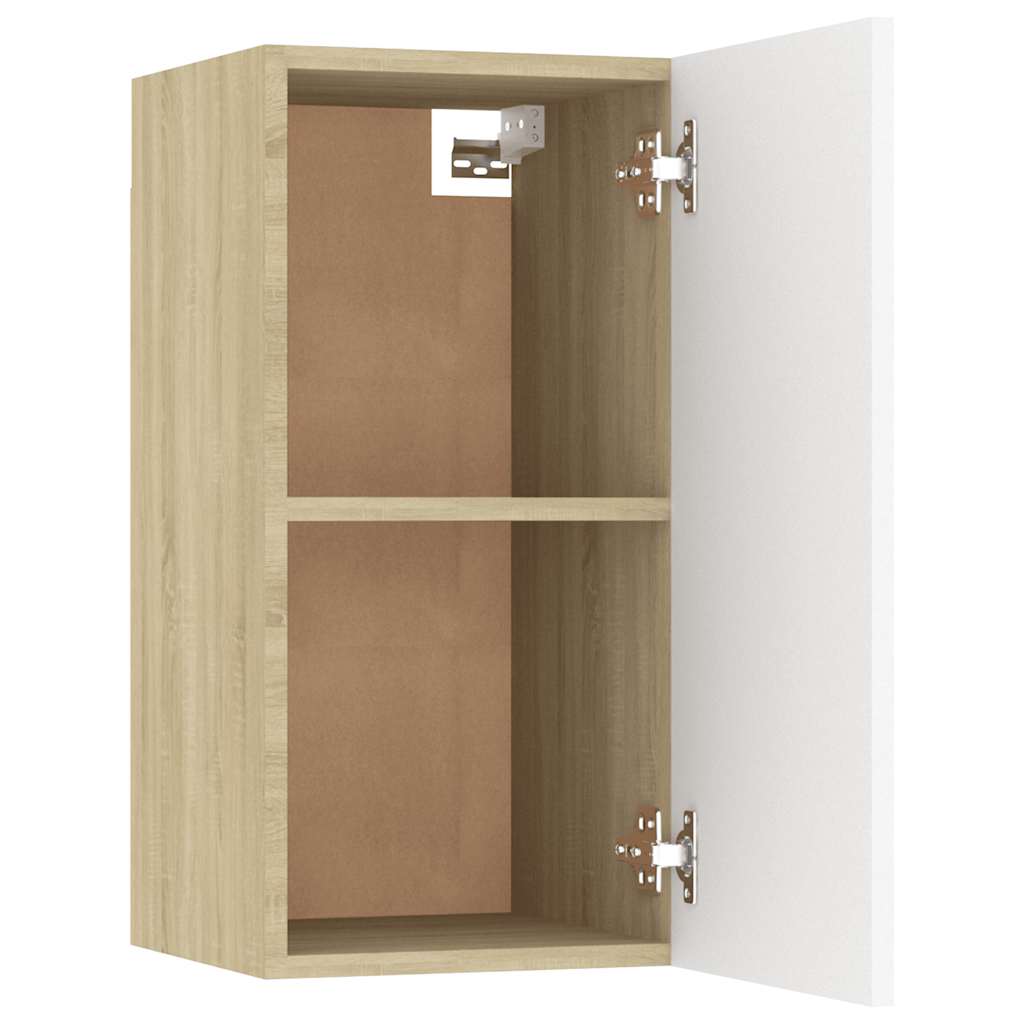 tv-bord 30,5x30x60 cm konstrueret træ hvid og sonoma-eg