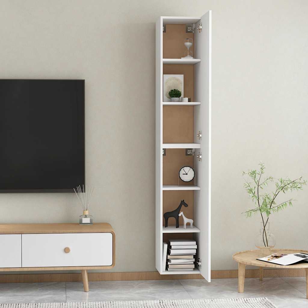 tv-borde 2 stk. 30,5x30x90 cm konstrueret træ hvid