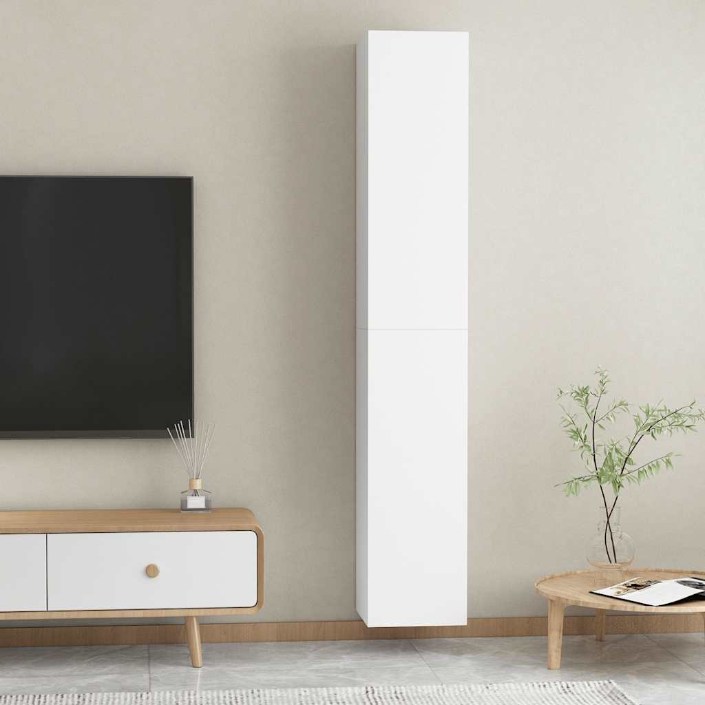 tv-borde 2 stk. 30,5x30x90 cm konstrueret træ hvid