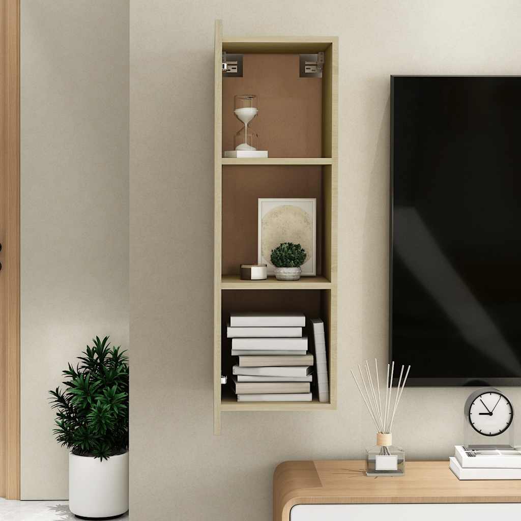tv-bord 30,5x30x90 cm konstrueret træ sonoma-eg