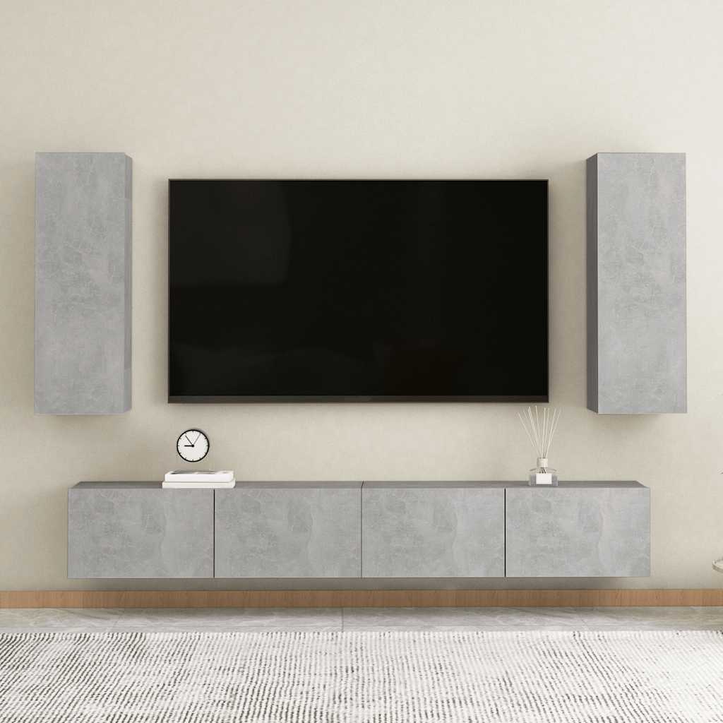tv-bord 30,5x30x90 cm konstrueret træ betongrå