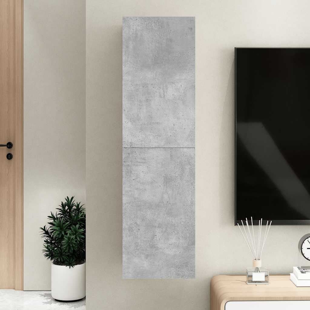 tv-bord 30,5x30x110 cm konstrueret træ betongrå