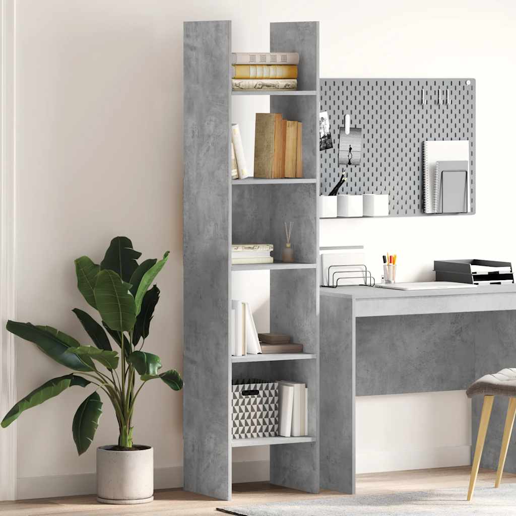 bogreol 40x35x180 cm konstrueret træ betongrå
