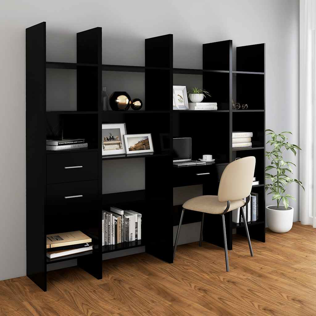 bogreol 60x35x180 cm konstrueret træ sort
