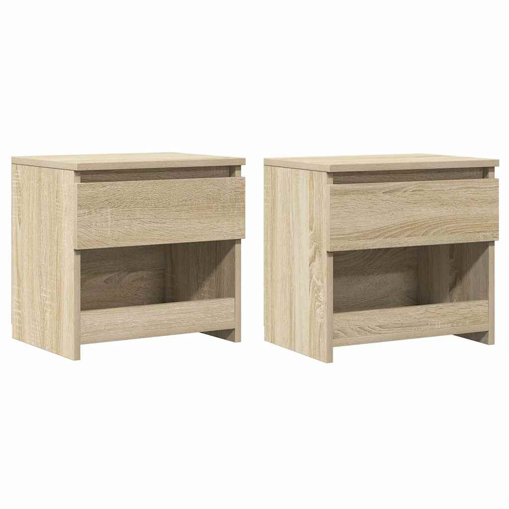 sengeborde 2 stk. 40x30x39 cm konstrueret træ sonoma-eg