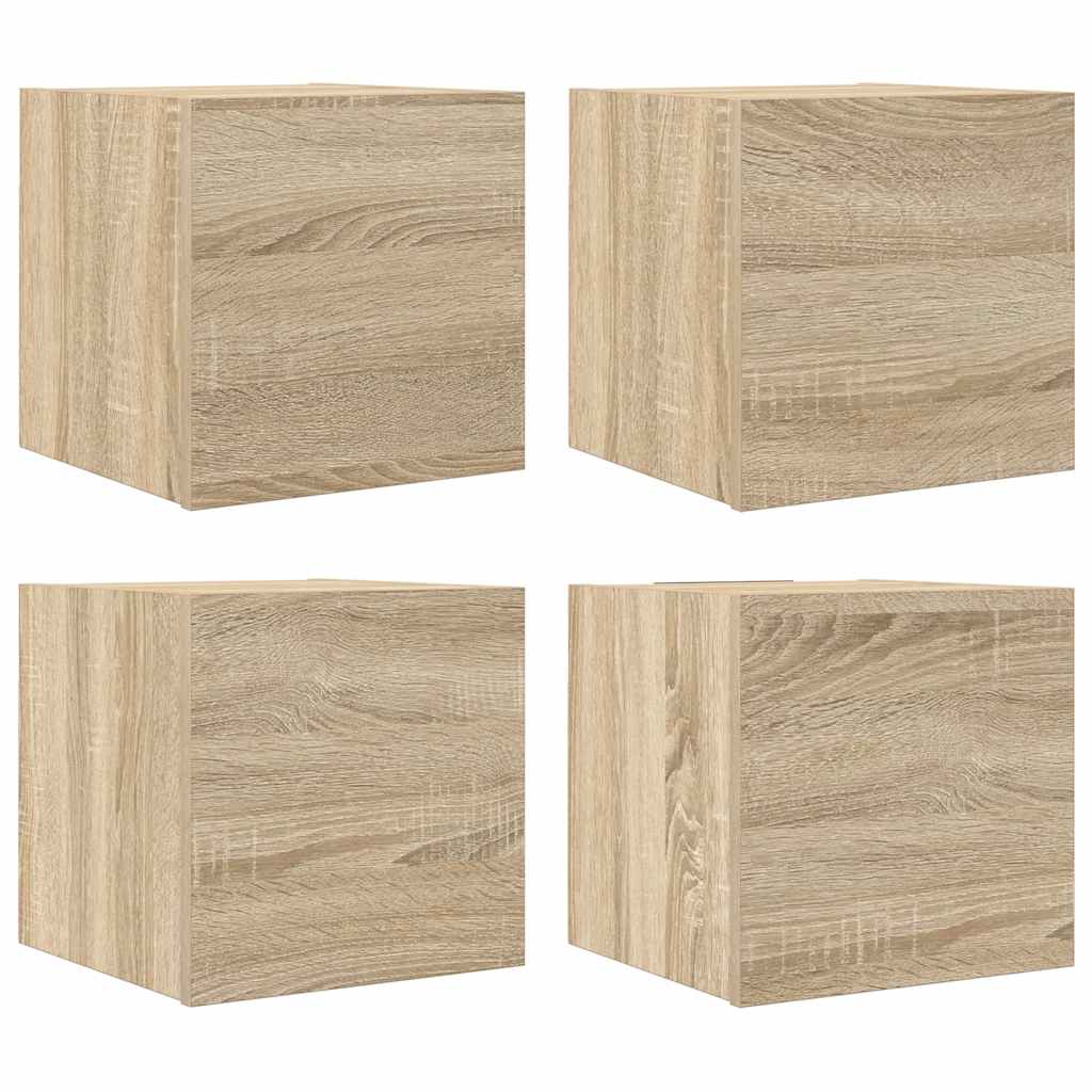væghængte skabe 4 stk. 30,5x30x30 cm sonoma-eg