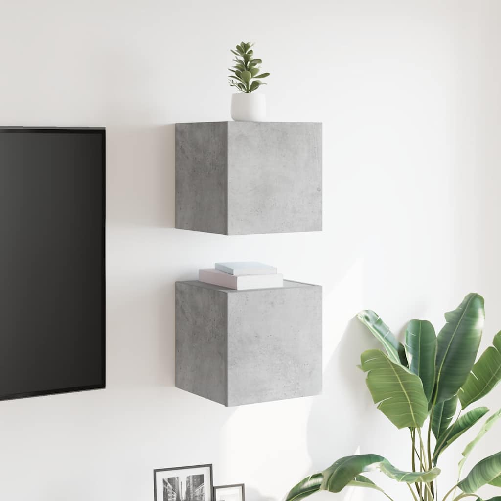 væghængte tv-skabe 2 stk. 30,5x30x30 cm betongrå