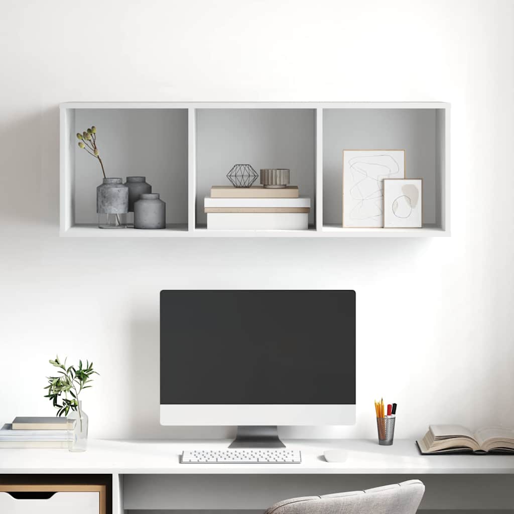 væghængt tv-skab 37x37x107 cm konstrueret træ hvid