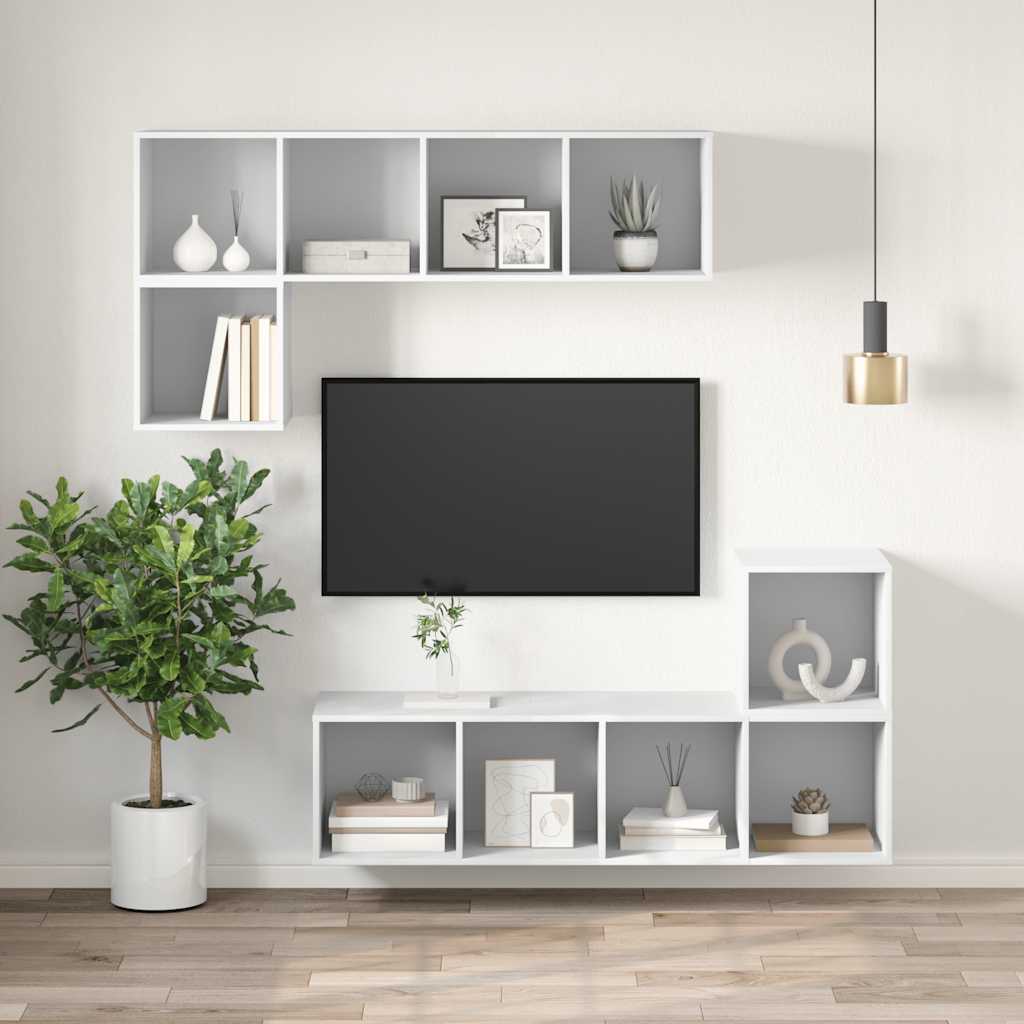 væghængt tv-skab 37x37x107 cm konstrueret træ hvid