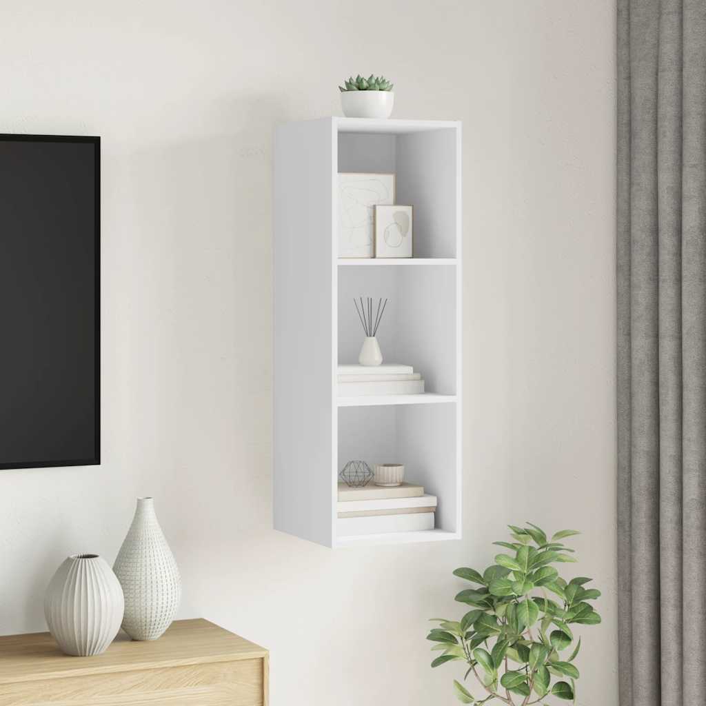 væghængt tv-skab 37x37x107 cm konstrueret træ hvid