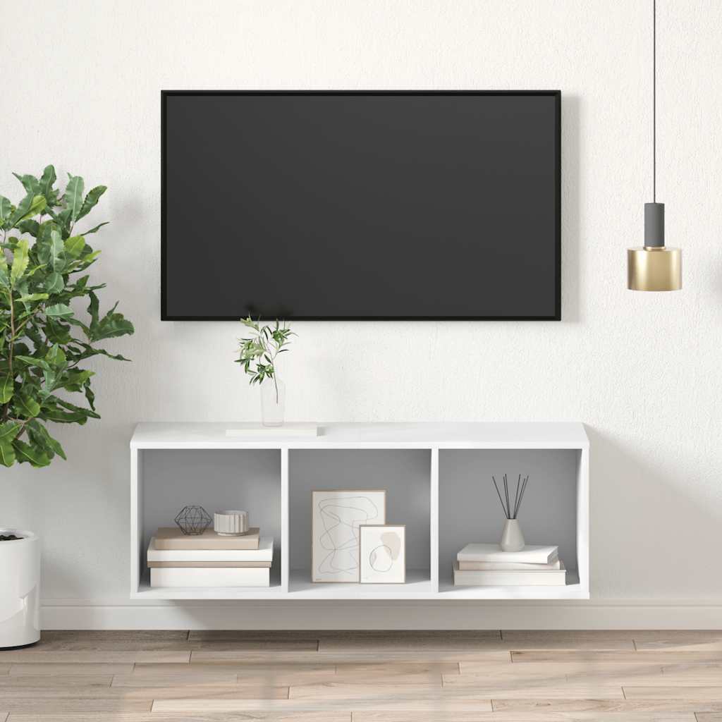 væghængt tv-skab 37x37x107 cm konstrueret træ hvid