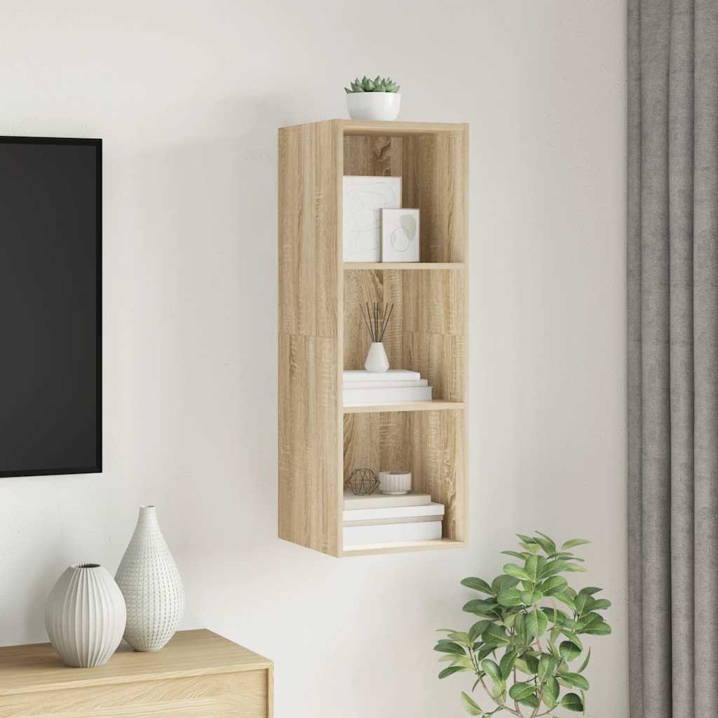 væghængt tv-skab 37x37x107 cm konstrueret træ sonoma-eg