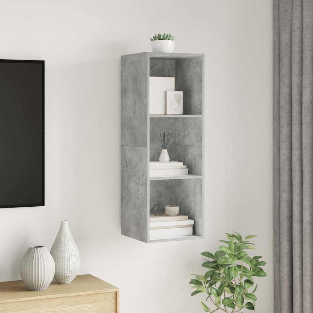 væghængt tv-skab 37x37x107 cm konstrueret træ betongrå