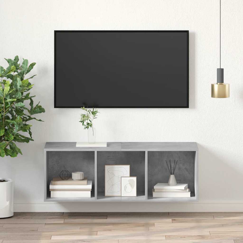 væghængt tv-skab 37x37x107 cm konstrueret træ betongrå