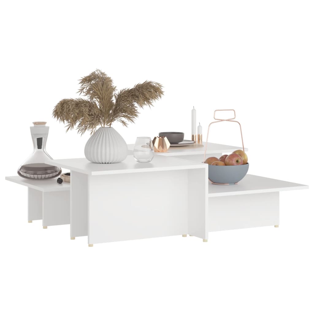 sofabord 2 stk. 111,5x50x33 cm konstrueret træ hvid