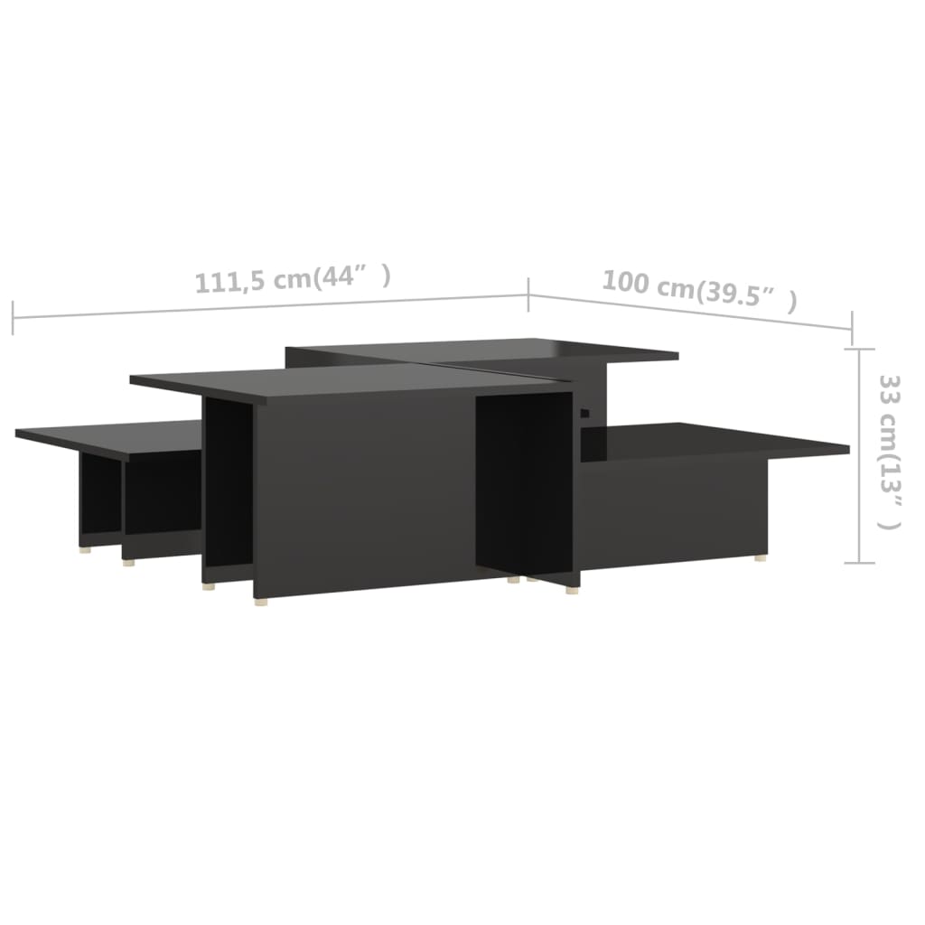 sofabord 2 stk. 111,5x50x33 cm konstrueret træ sort højglans
