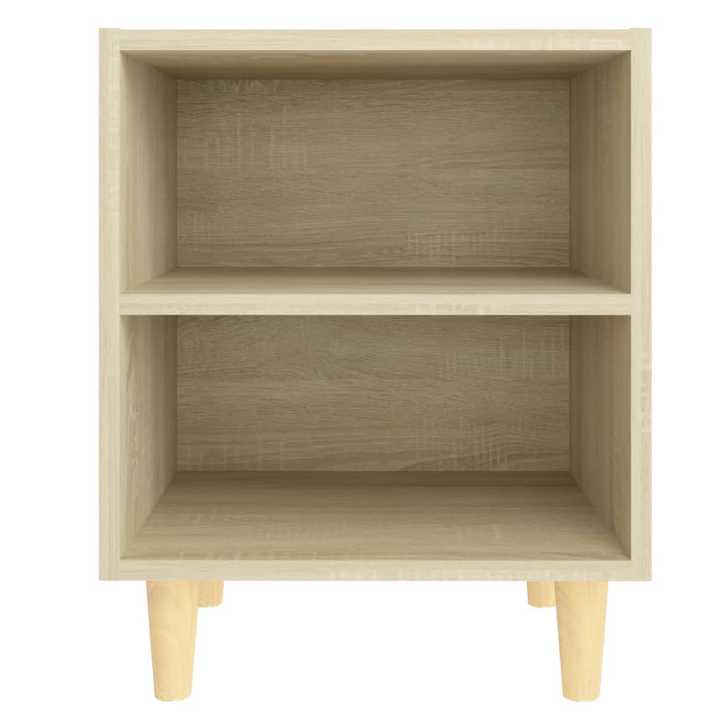 sengeskabe m. massive træben 2 stk. 40x30x50 cm sonoma-eg