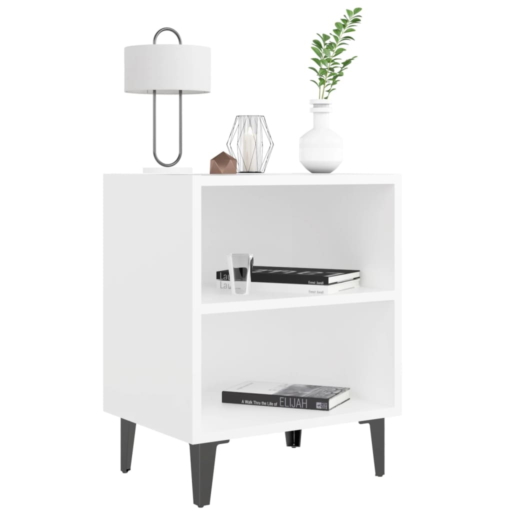 sengebord med metalben 40x30x50 cm hvid