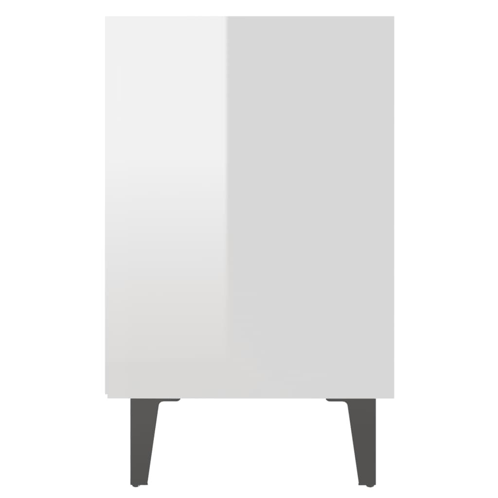 sengeborde med metalben 40x30x50 cm hvid højglans