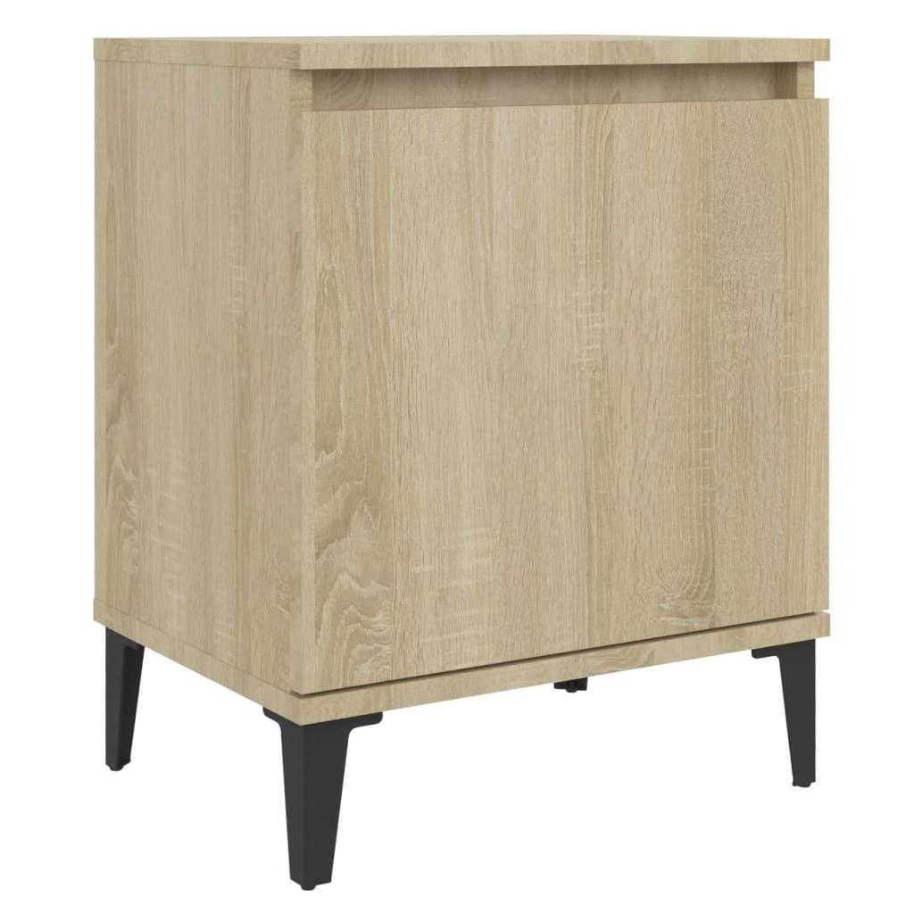 sengebord med metalben 40x30x50 cm sonoma-eg