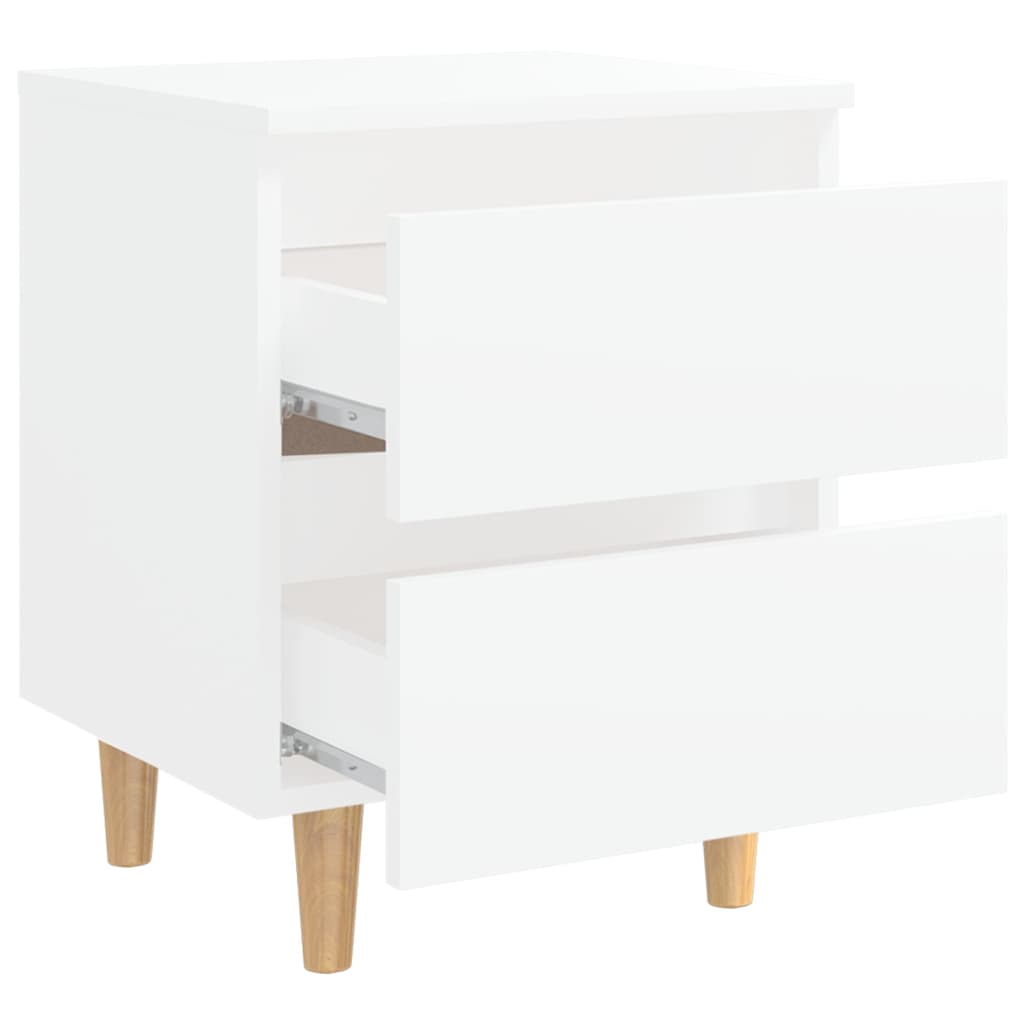 sengeskabe med ben i massivt fyrretræ 2 stk. 40x35x50 cm hvid