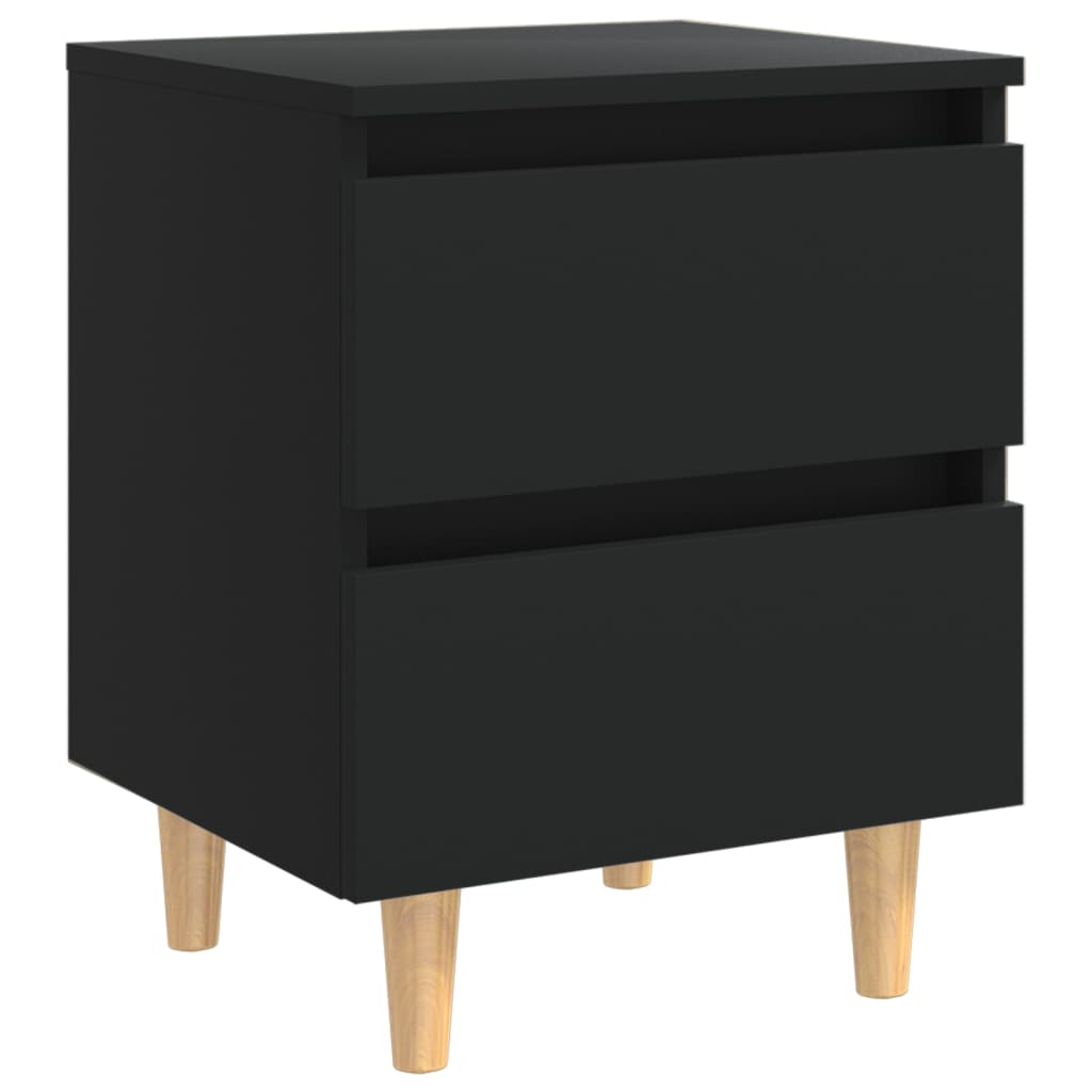 sengeskabe med ben i massivt fyrretræ 2 stk. 40x35x50 cm sort