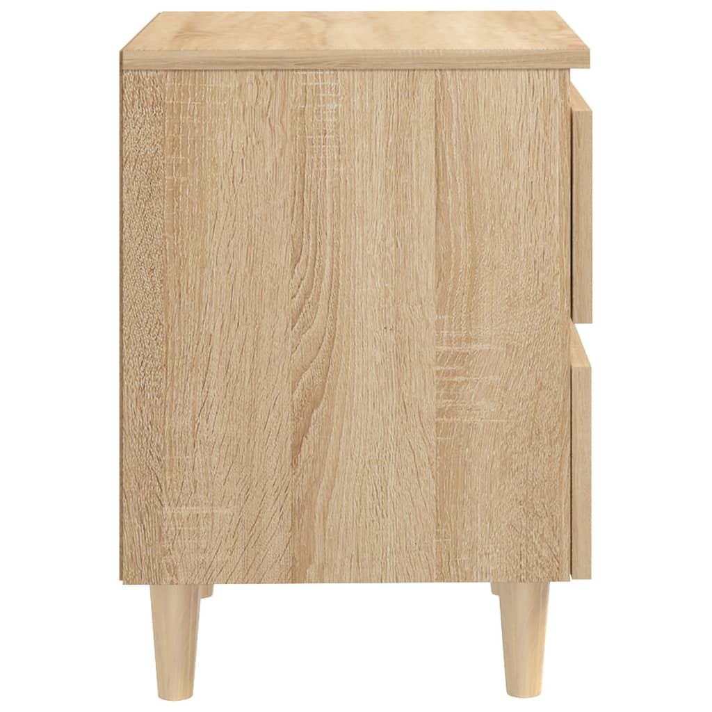 sengeskab med ben i massivt fyrretræ 2stk. 40x35x50cm sonoma-eg