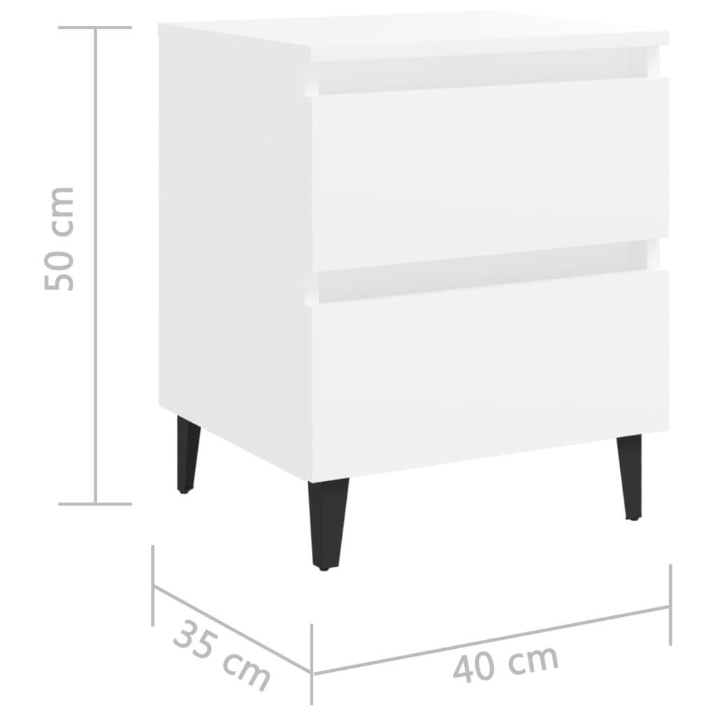sengebord 40x35x50 cm konstrueret træ hvid