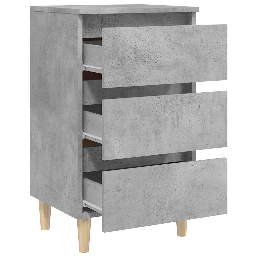 sengeskab m. massive træben 40x35x69 cm betongrå