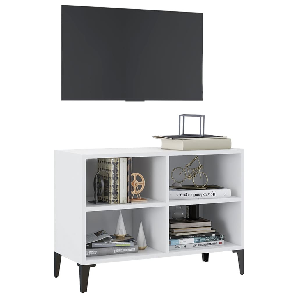 tv-skab med metalben 69,5x30x50 cm hvid