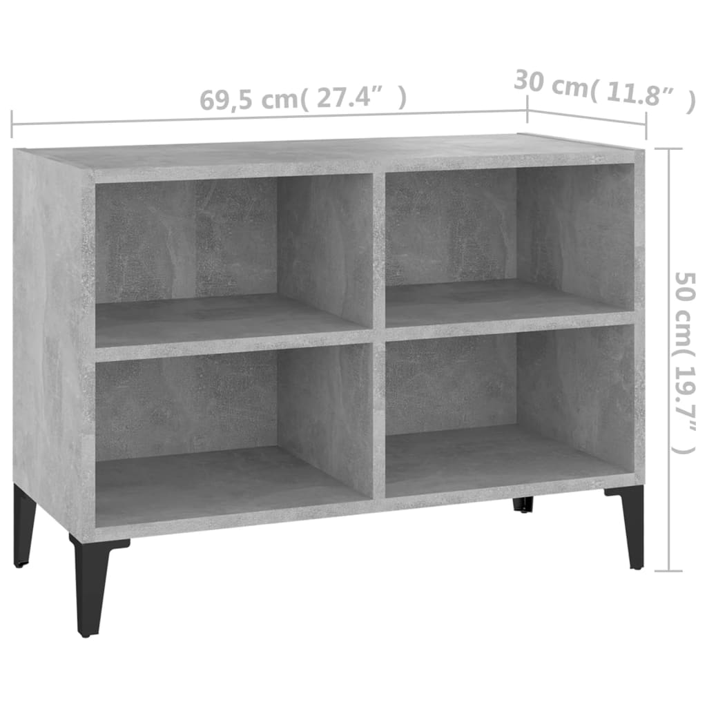 tv-skab med metalben 69,5x30x50 cm betongrå