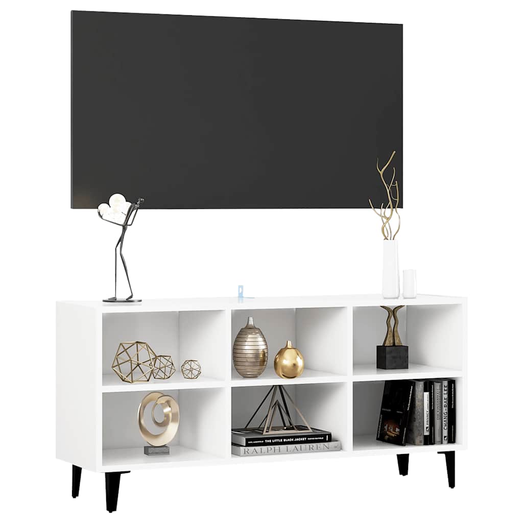 tv-skab med metalben 103,5x30x50 cm hvid